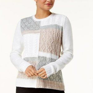 NWT Alfred Dunner Retro Colorblock Knit Eskimo Kiss Sweater